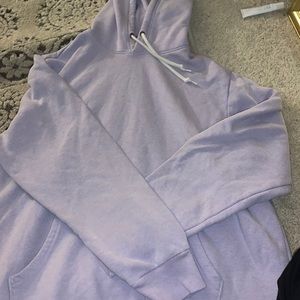 purple sweatshirt with drawstrings